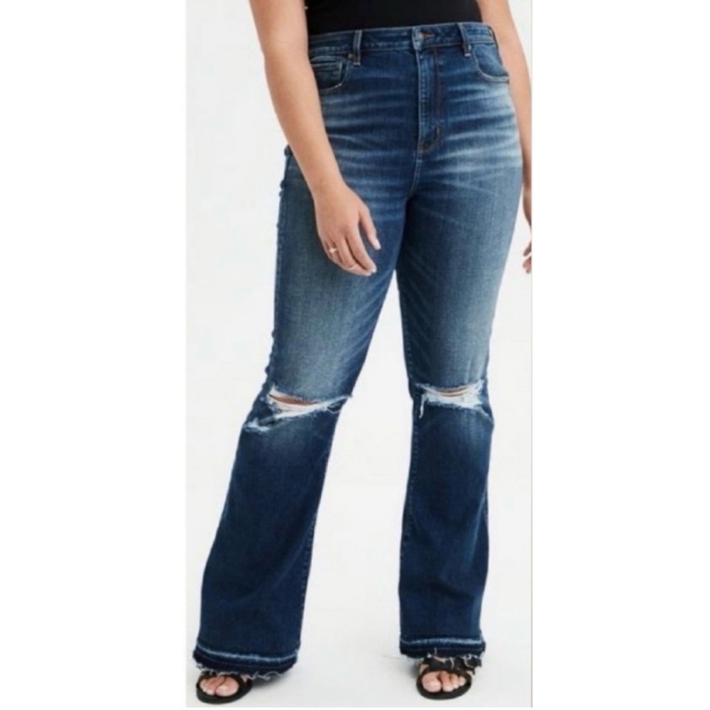 American Eagle Distressed Highest Rise Flare Jeans Size 2